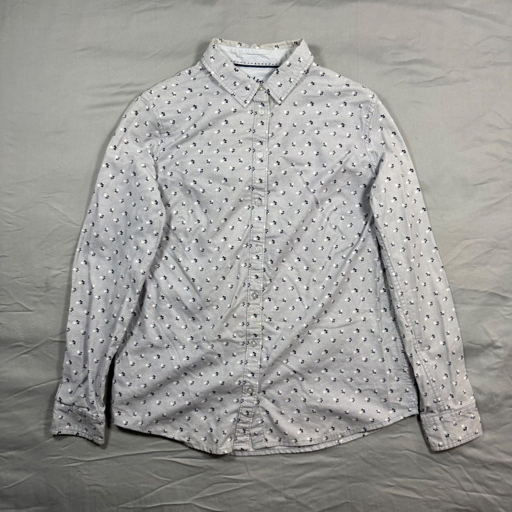 Boden Relaxed Weekend Shirt Button Up Womens US 8 White Floral AOP Office Career